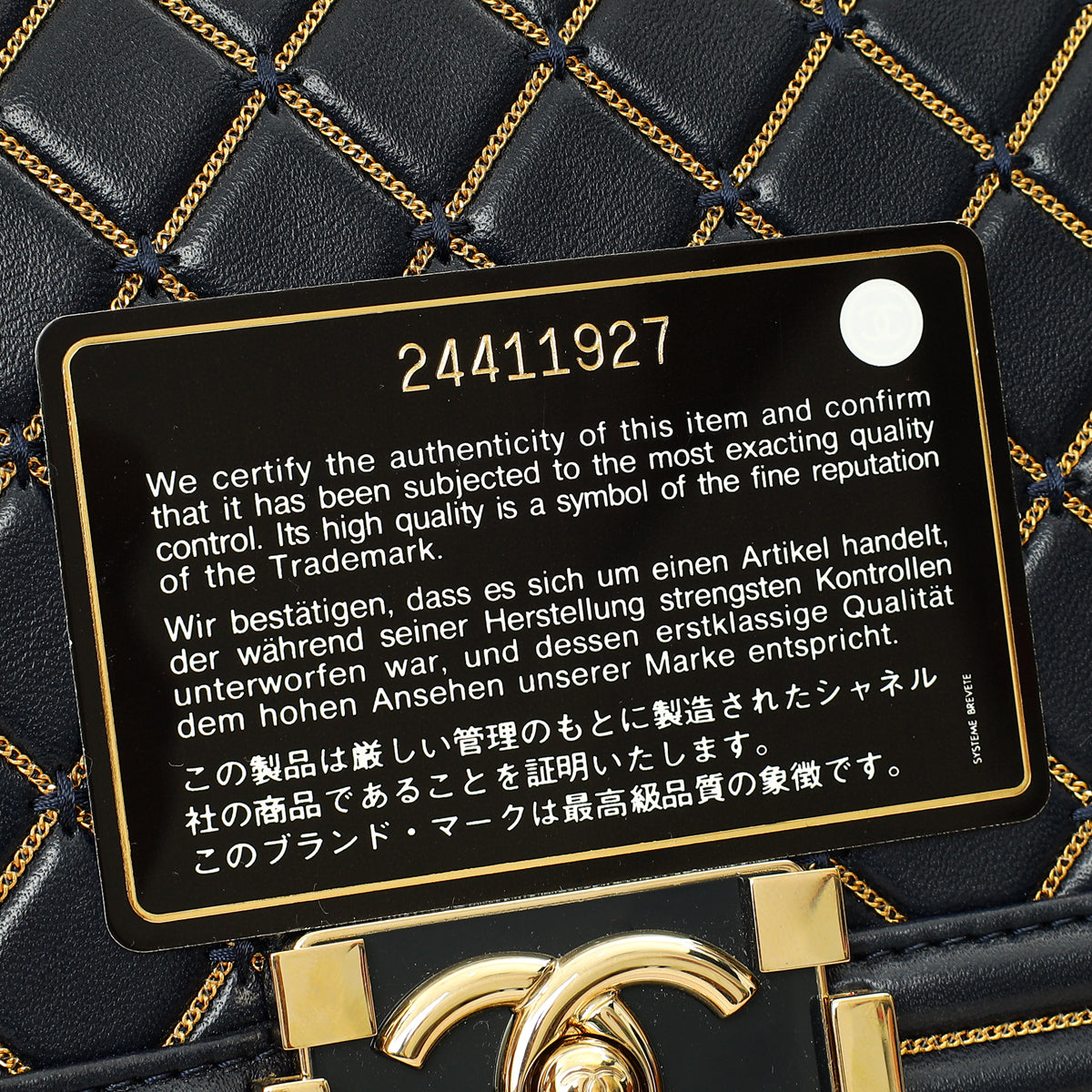 Chanel Indigo Blue Le Boy Quilted Chain Details Medium Flap Bag