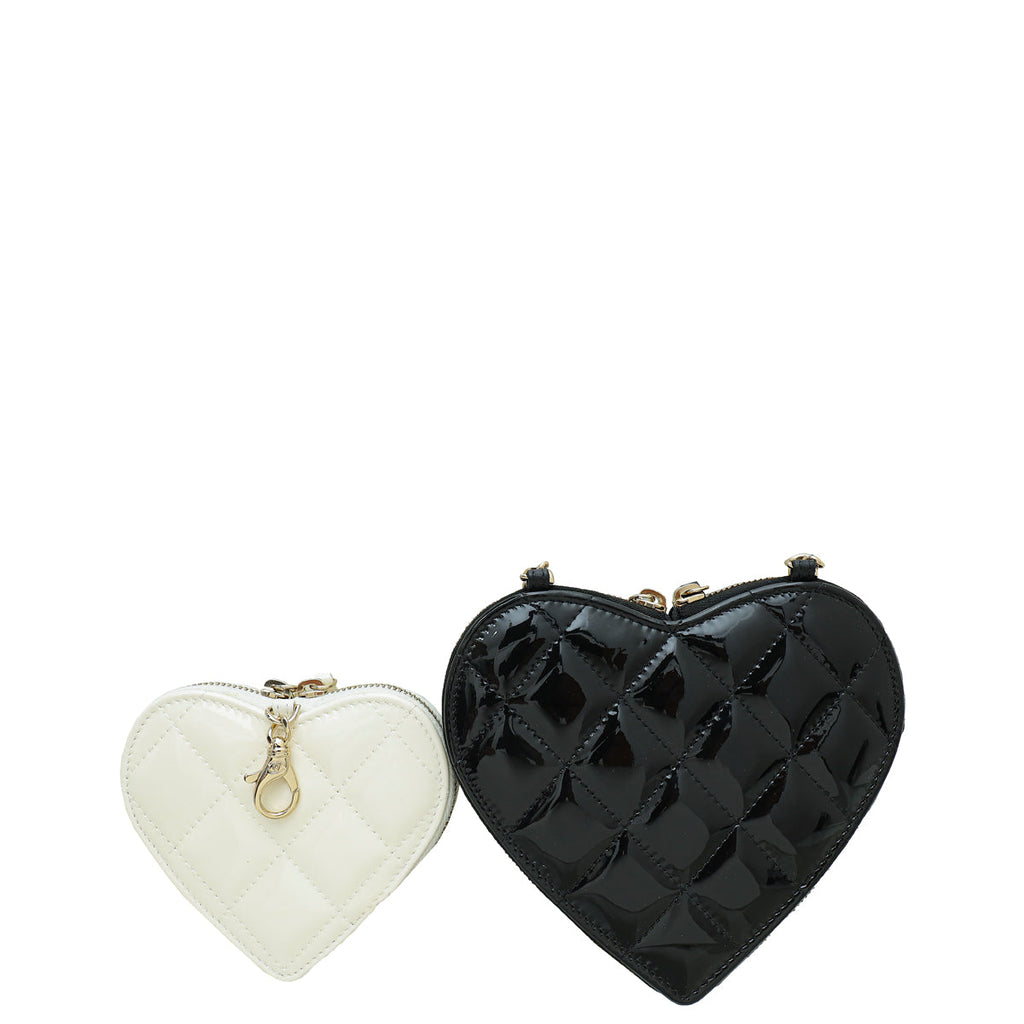 Chanel Bicolor CC Resin Quilted CC Heart Clutch With Chain