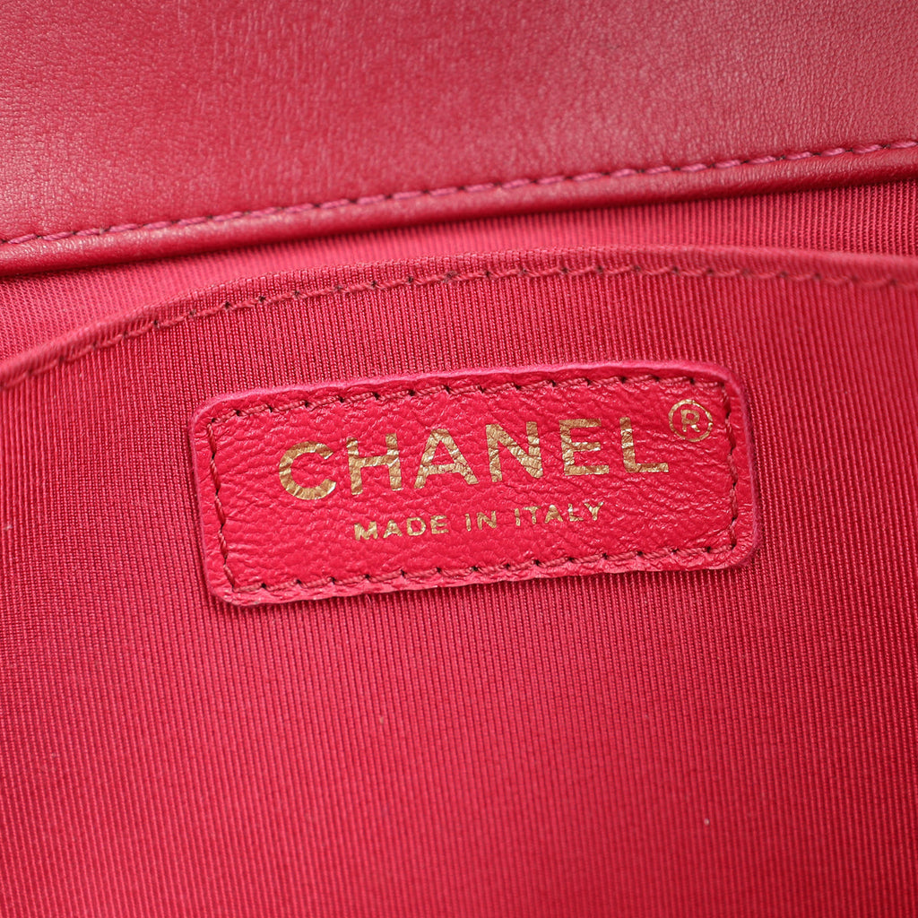 Chanel Dark Fuchsia Le Boy Chevron Medium Flap Bag