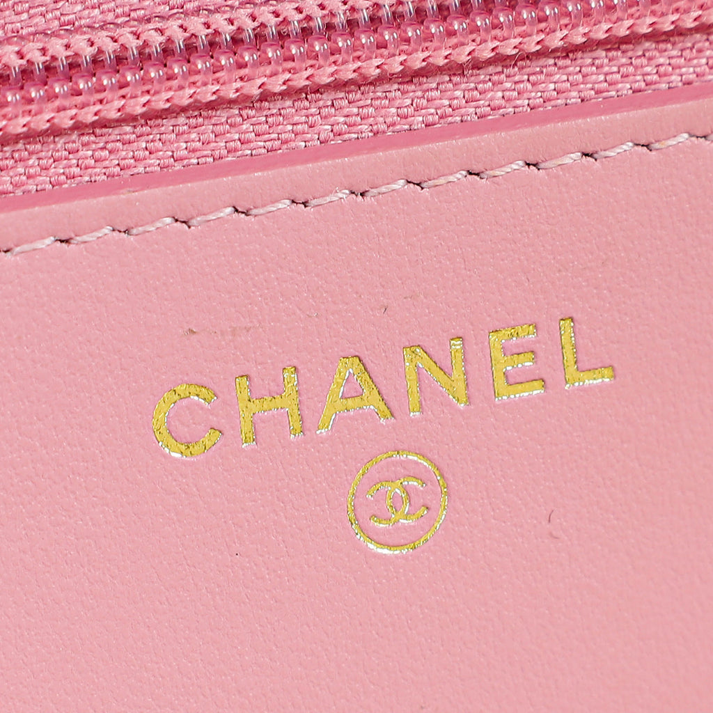 Chanel Pink CC Twist Lock Wallet On Chain