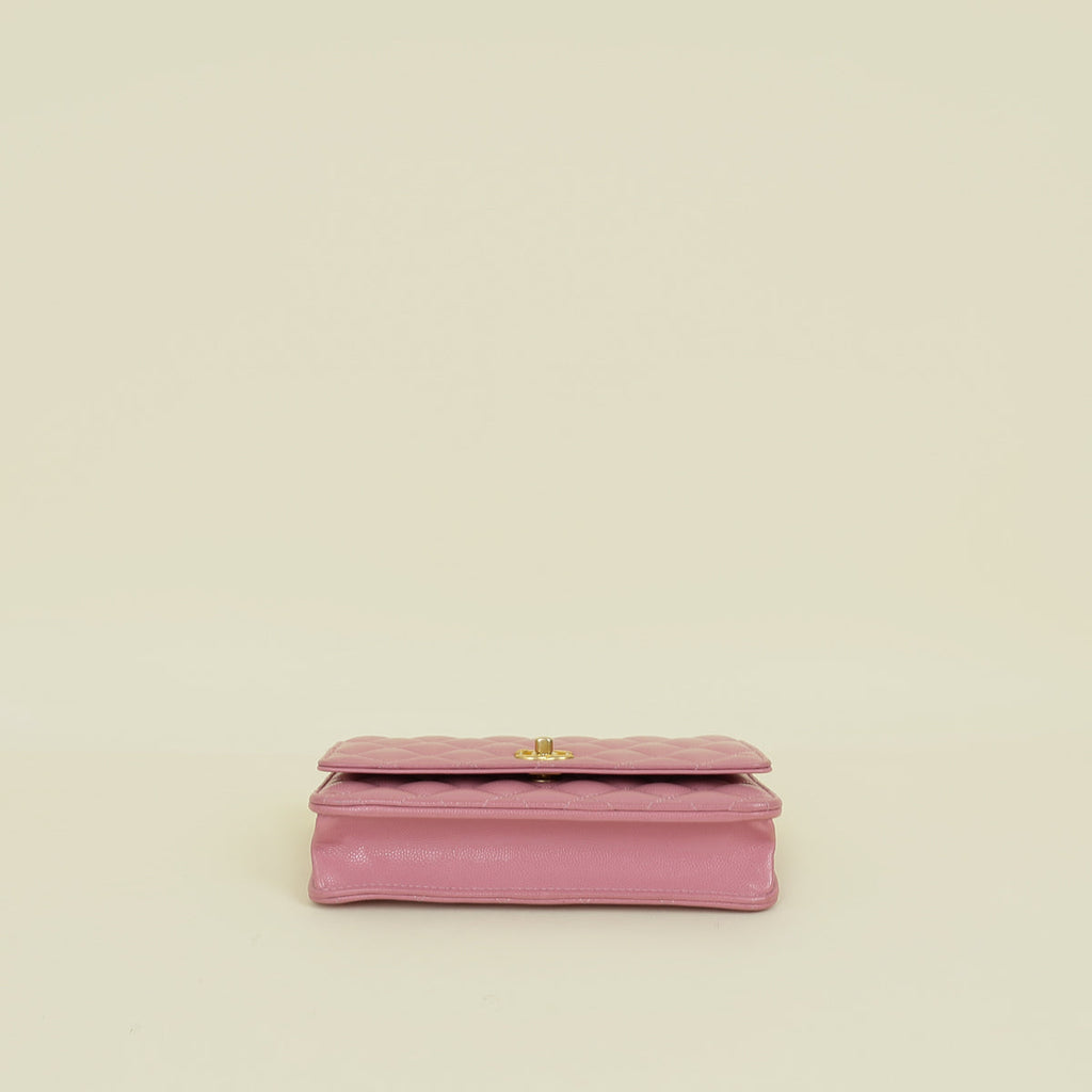 Chanel Pink CC Twist Lock Wallet On Chain