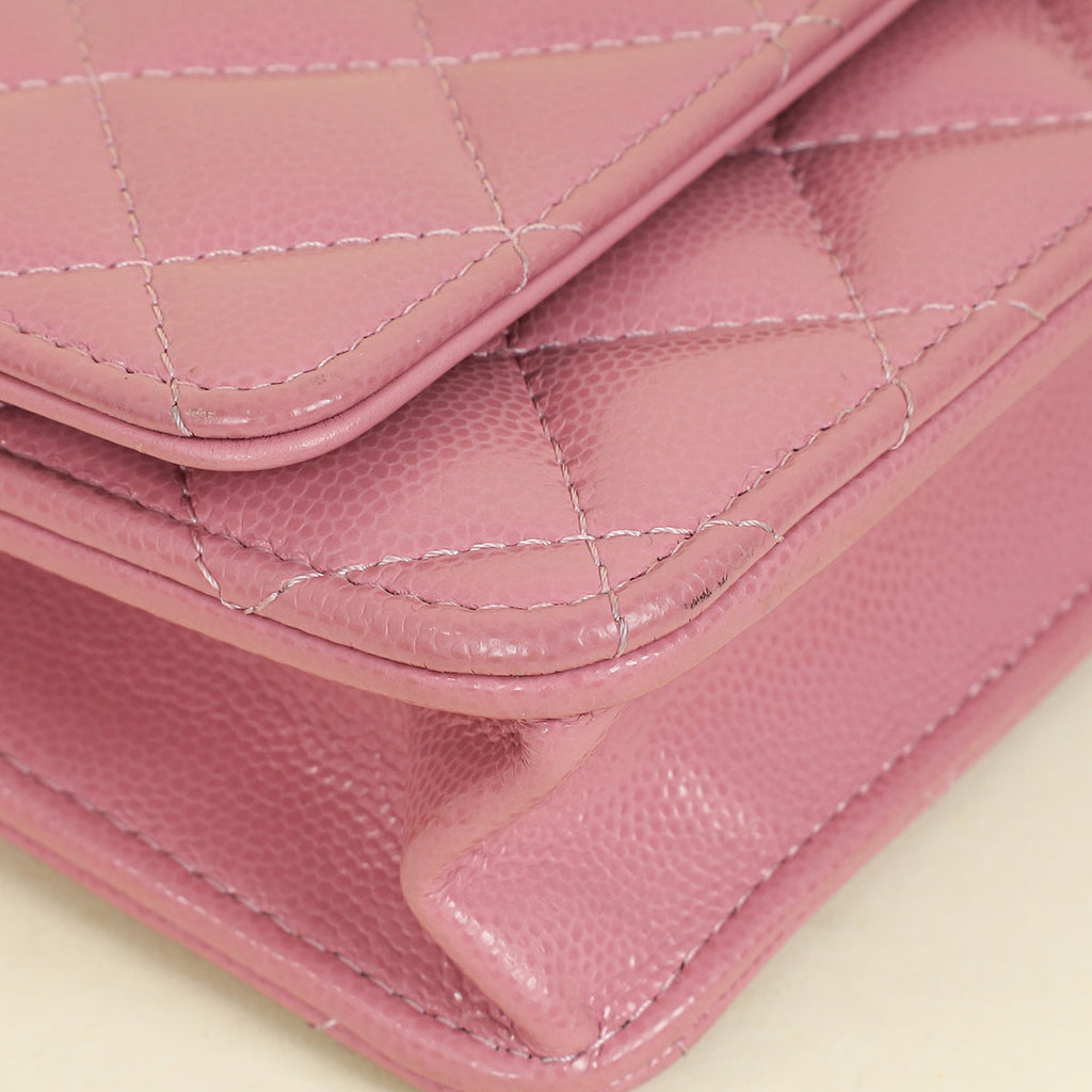 Chanel Pink CC Twist Lock Wallet On Chain