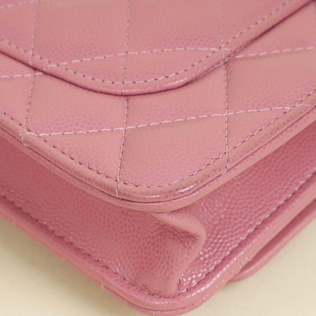 Chanel Pink CC Twist Lock Wallet On Chain