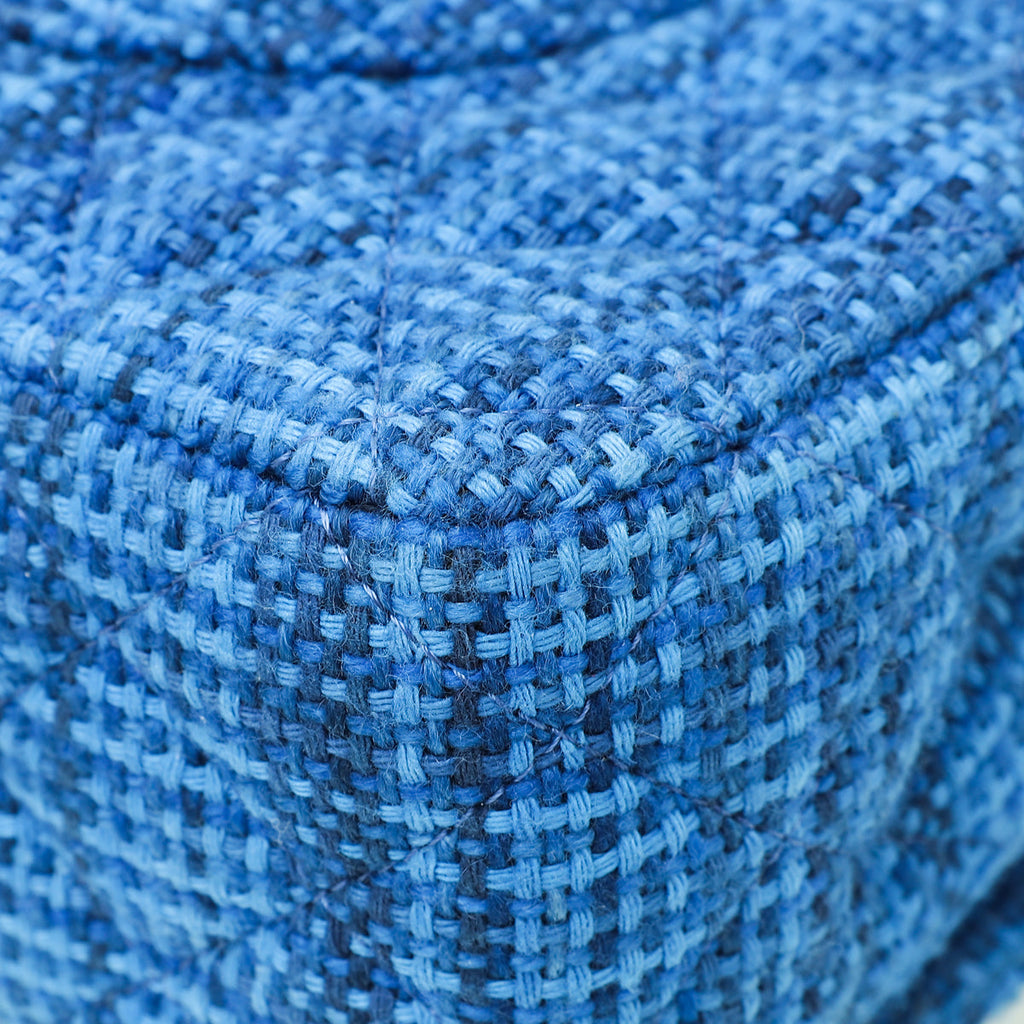 Chanel Blue Tweed Classic Double Flap Medium Bag