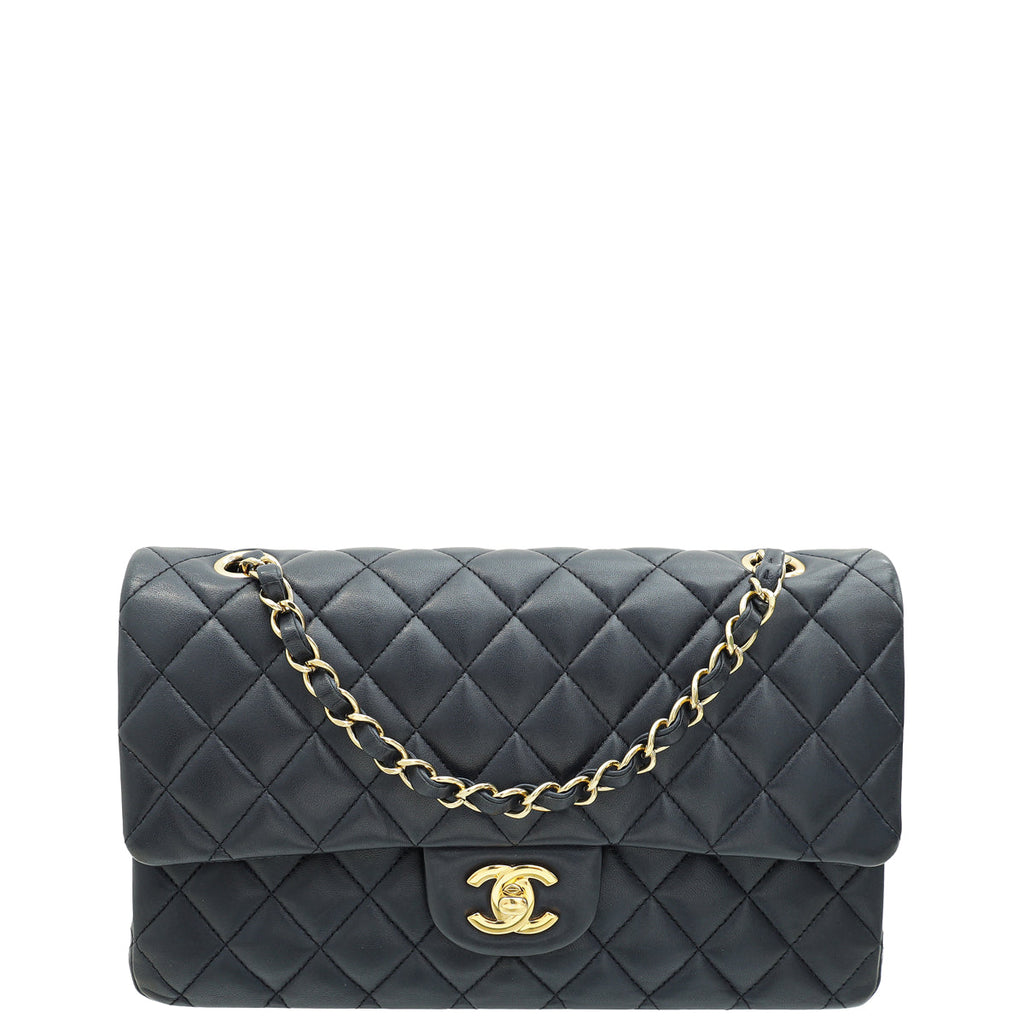 Chanel Navy Blue CC Classic Double Flap Medium Bag
