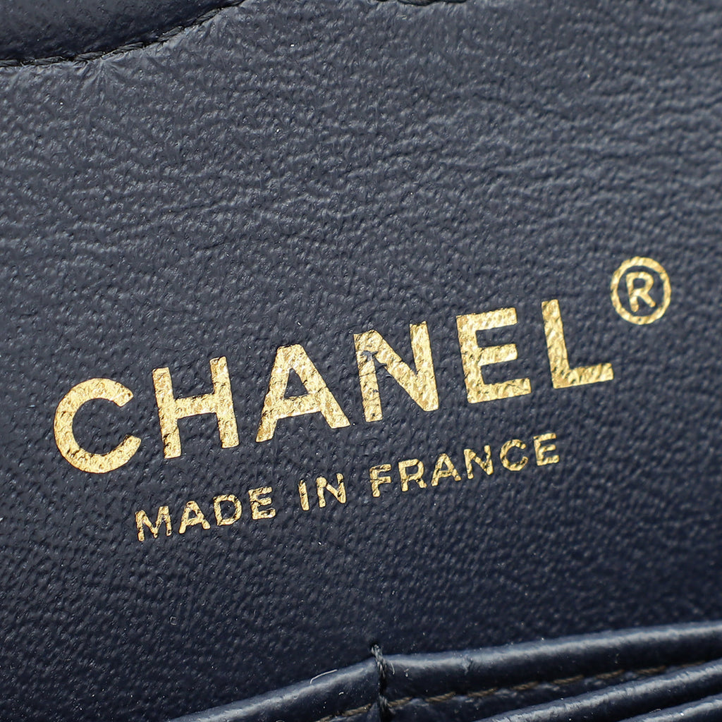 Chanel Navy Blue CC Classic Double Flap Medium Bag