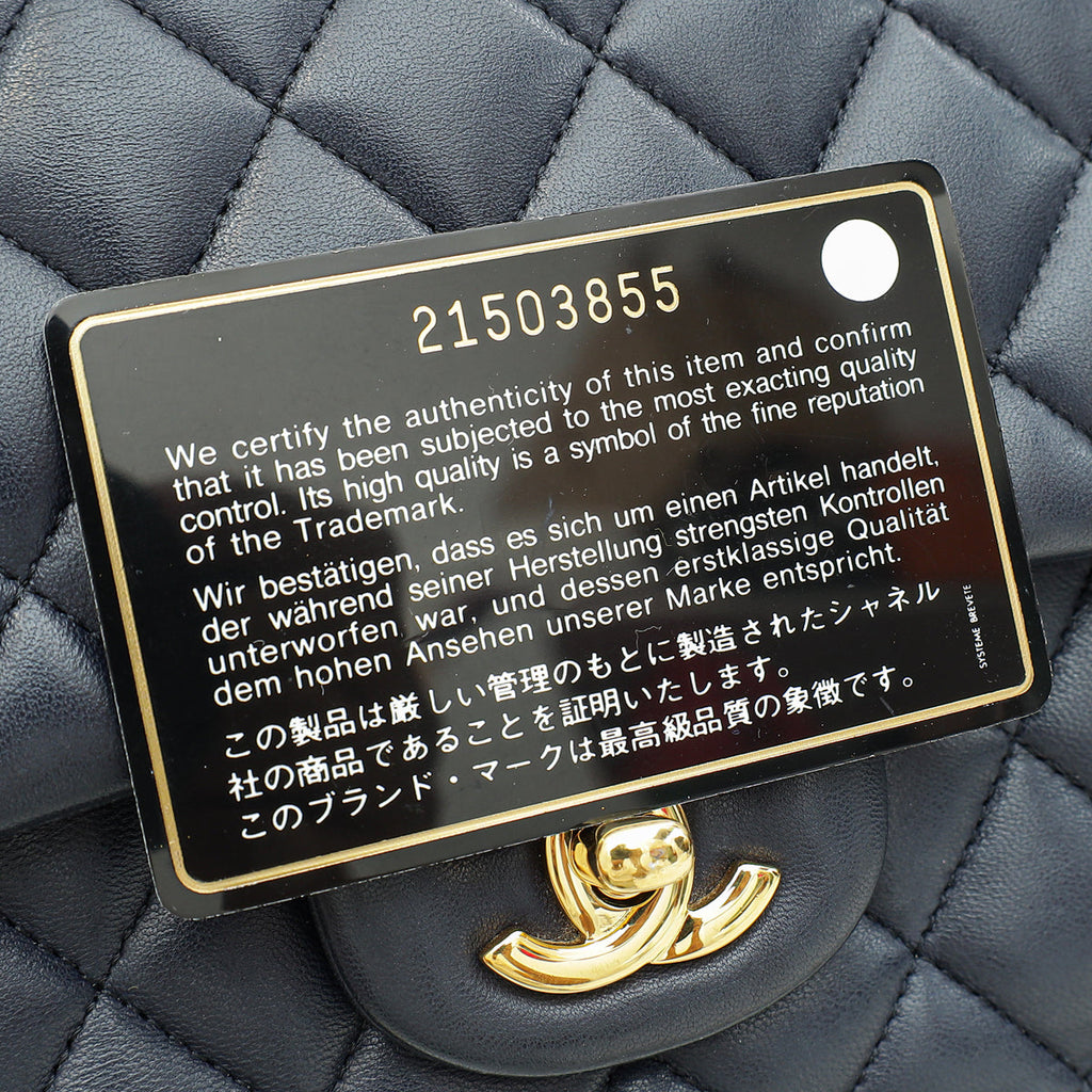 Chanel Navy Blue CC Classic Double Flap Medium Bag