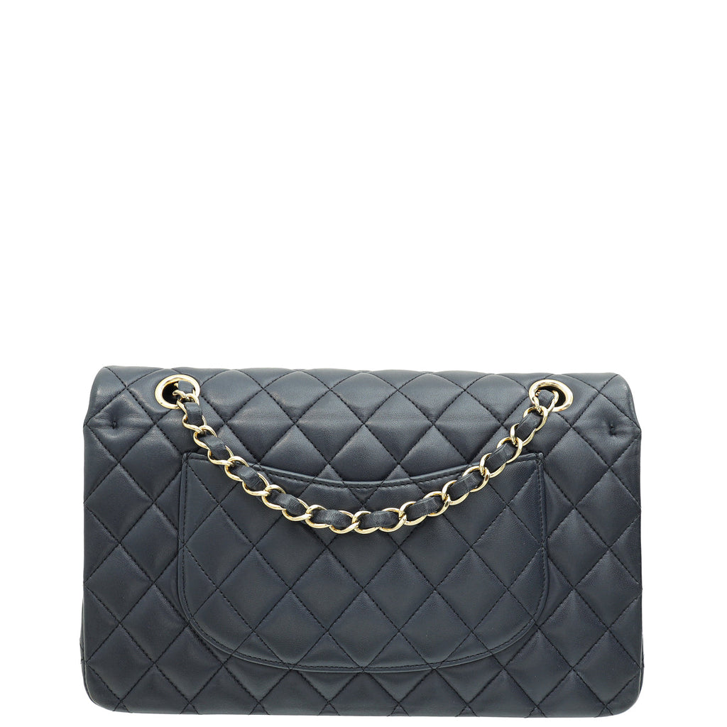 Chanel Navy Blue CC Classic Double Flap Medium Bag