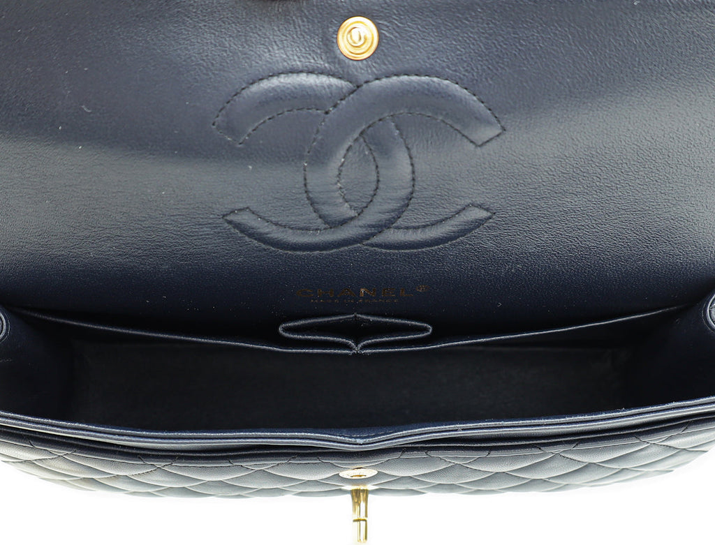 Chanel Navy Blue CC Classic Double Flap Medium Bag