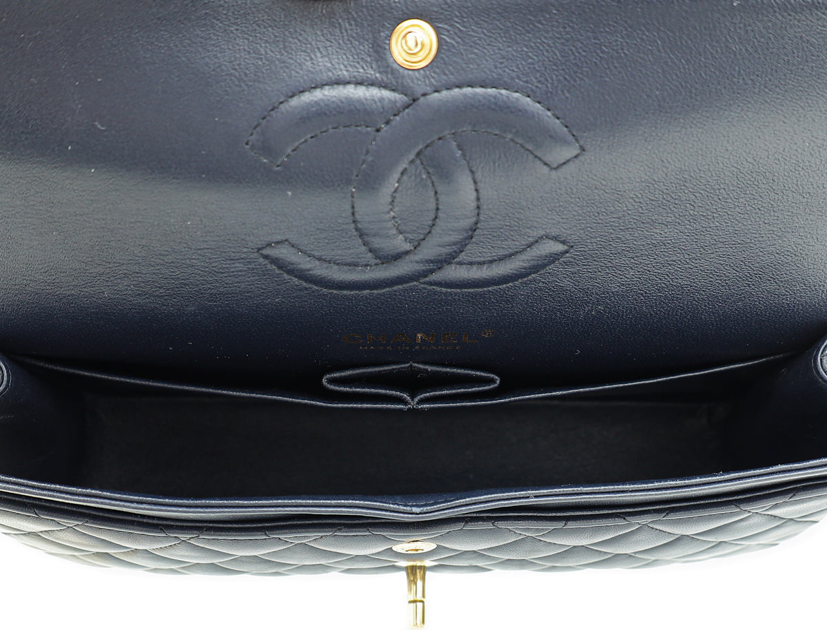 Chanel Navy Blue CC Classic Double Flap Medium Bag