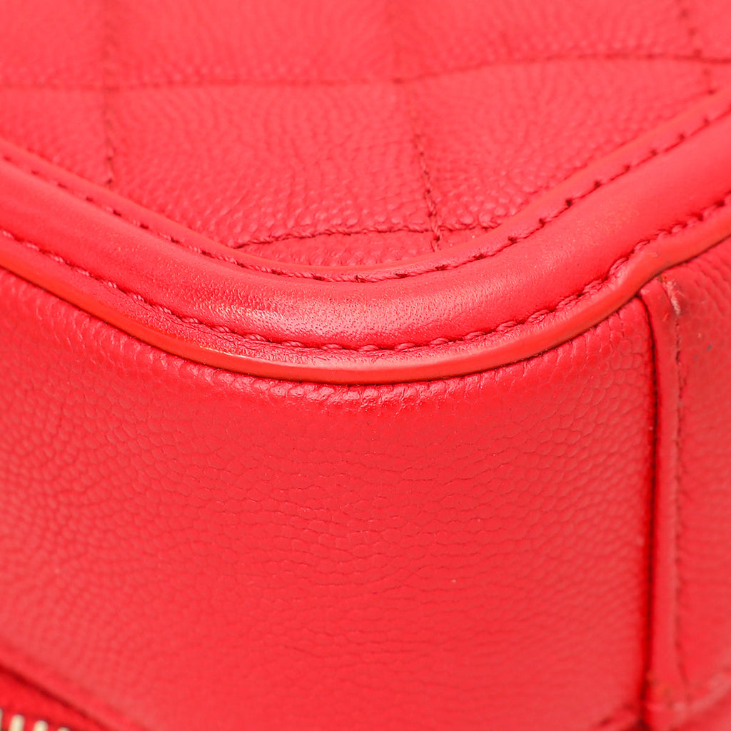 Chanel Red CC Filigree Small Vanity Case