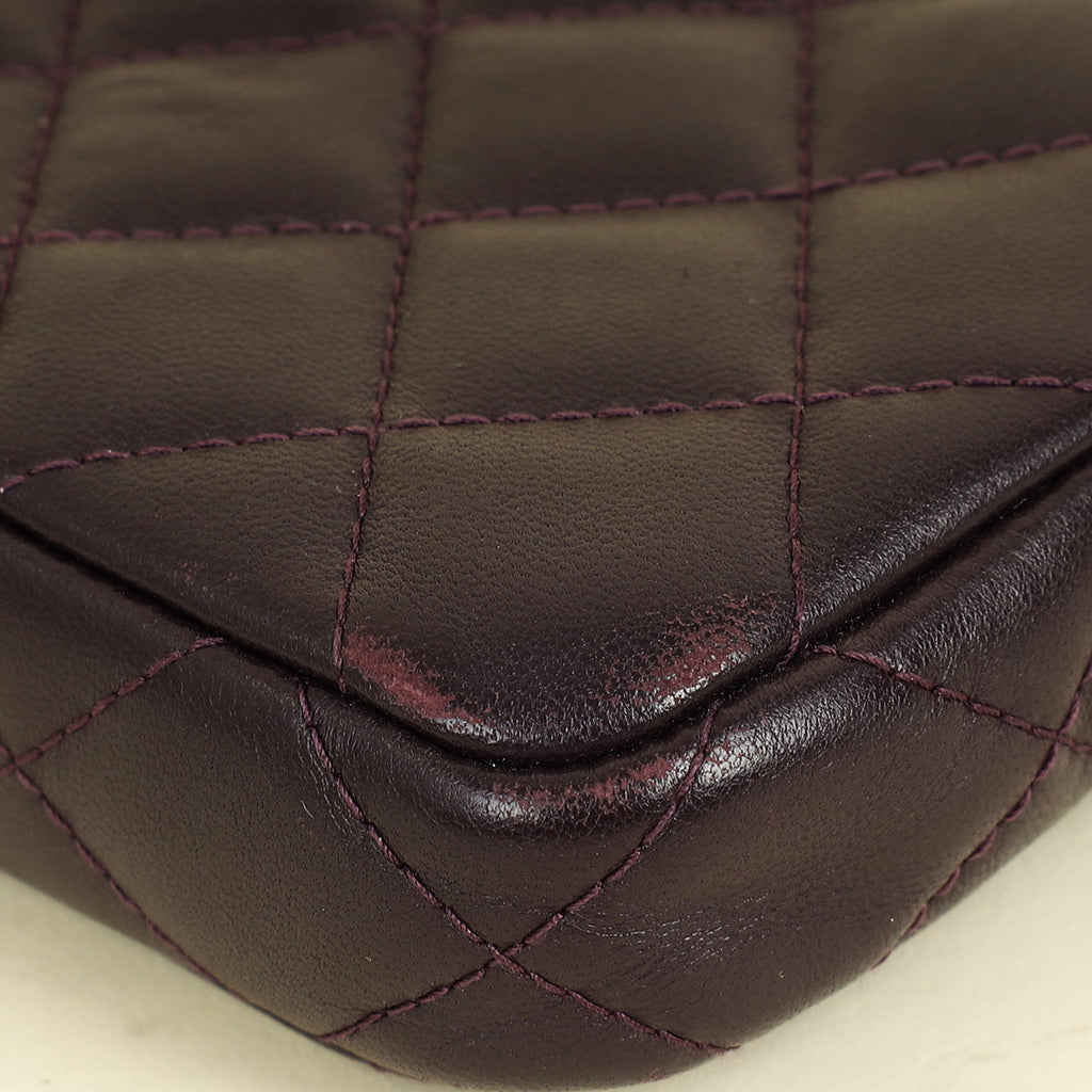 Chanel Prune CC Double Zip Clutch With Chain Crossbody Bag