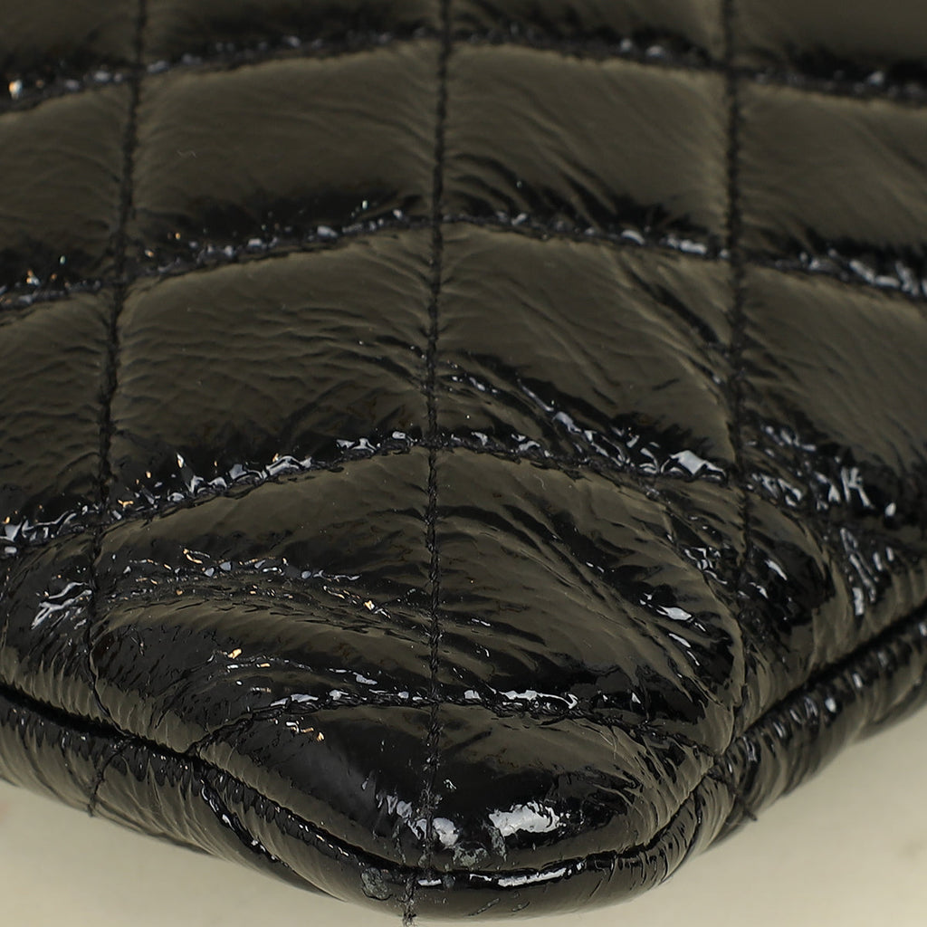Chanel Black CC Classic Quilted Zip Clutch