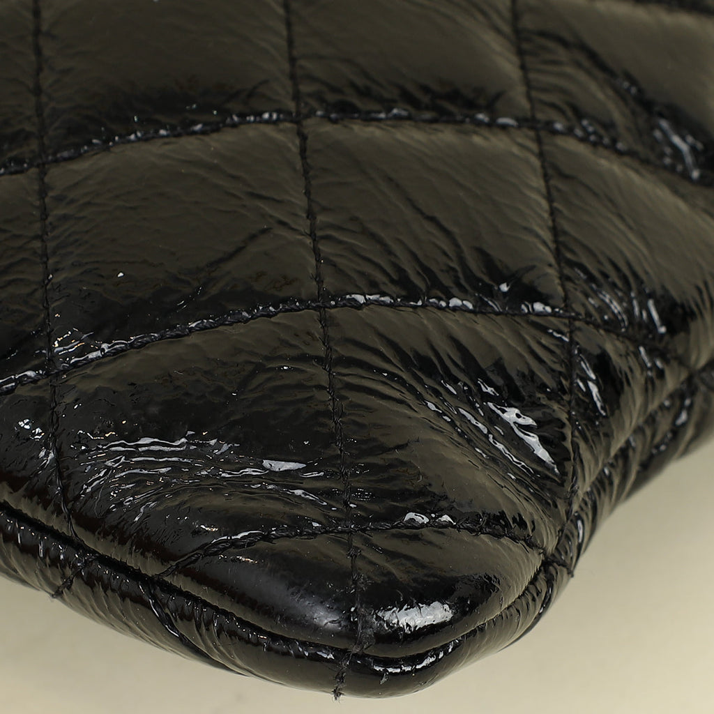 Chanel Black CC Classic Quilted Zip Clutch
