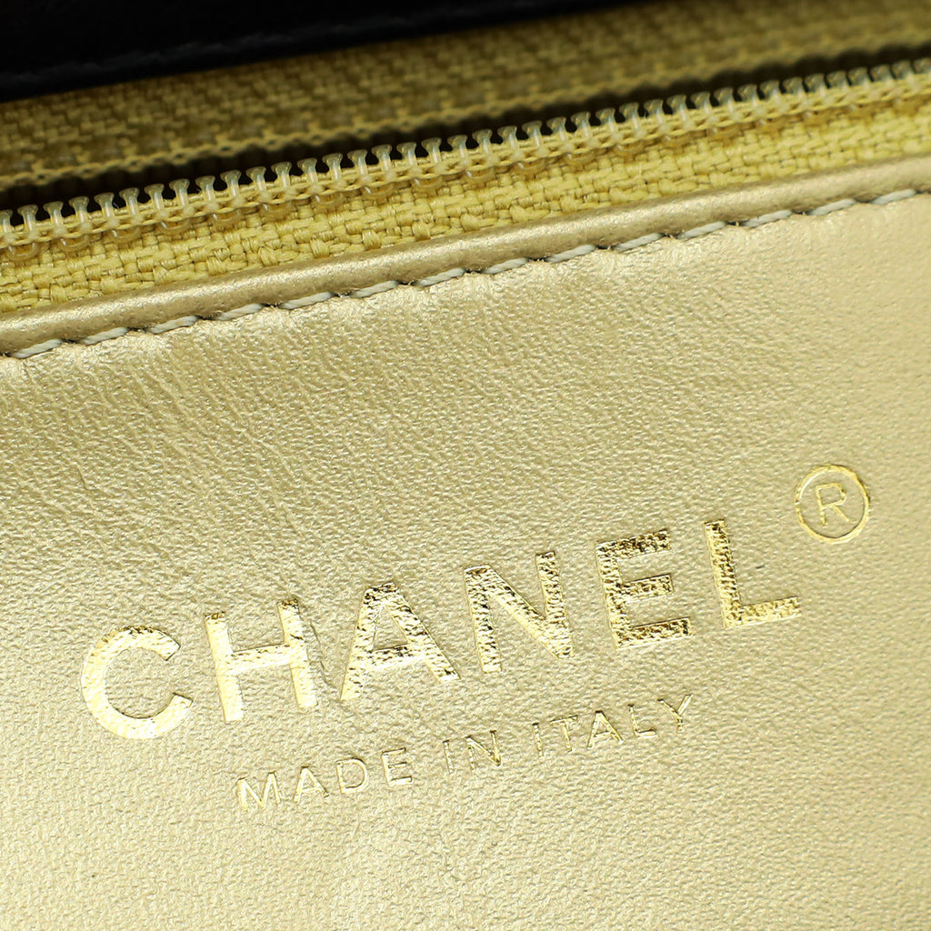 Chanel Black CC Crystal Logo Chain Flap Bag