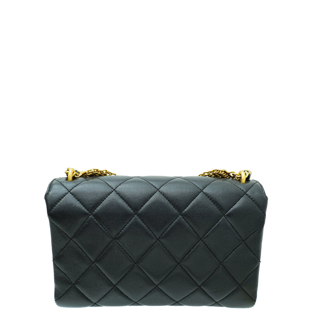 Chanel Black CC Crystal Logo Chain Flap Bag