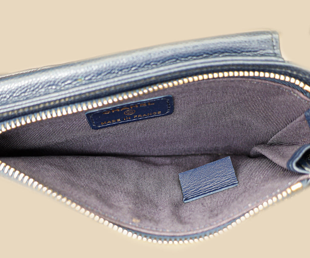 Chanel Navy Blue CC Compact Phone Chain Pouch