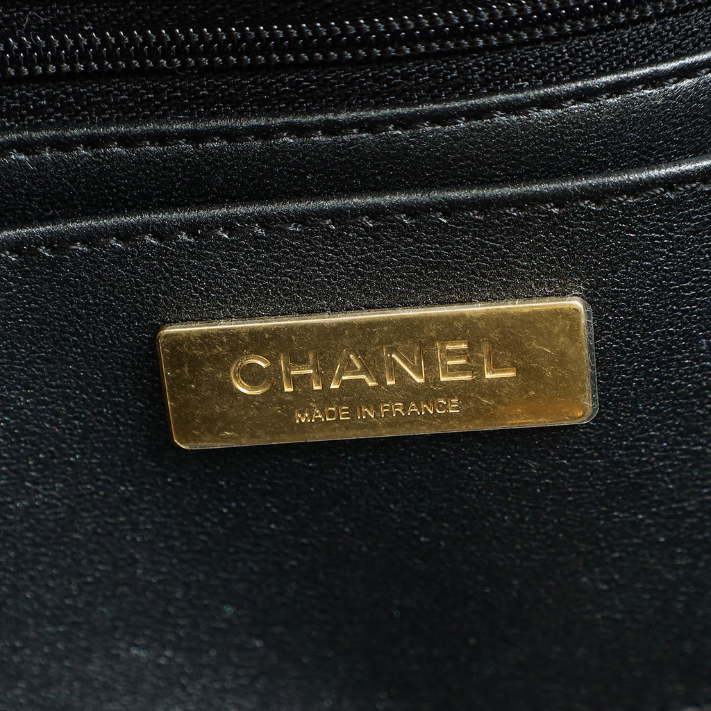 Chanel Black CC Large Flap Bag with Top Handle Bag