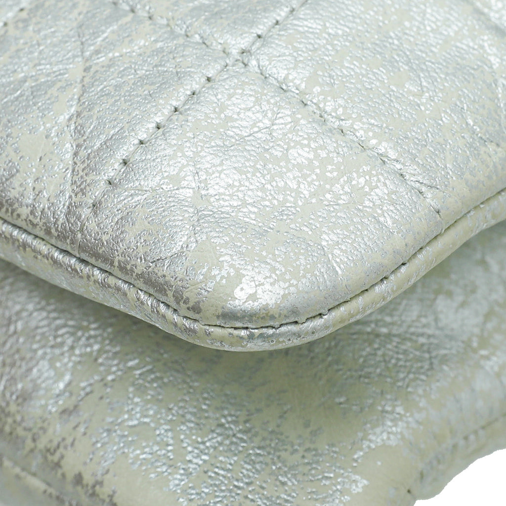 Chanel Silver Chocolate Bar Crystal Chain Bag