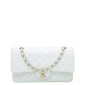 Chanel White Classic Double Flap Medium Bag