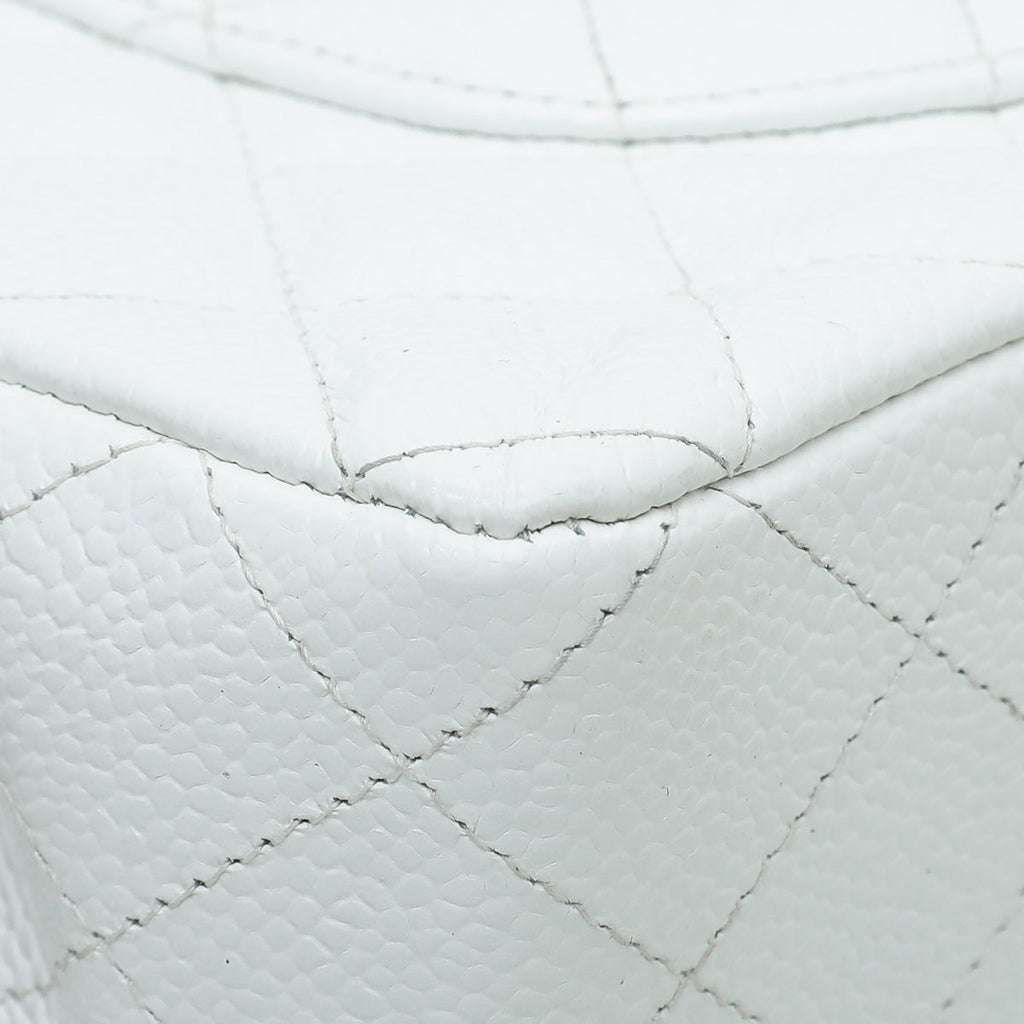 Chanel White Classic Double Flap Medium Bag
