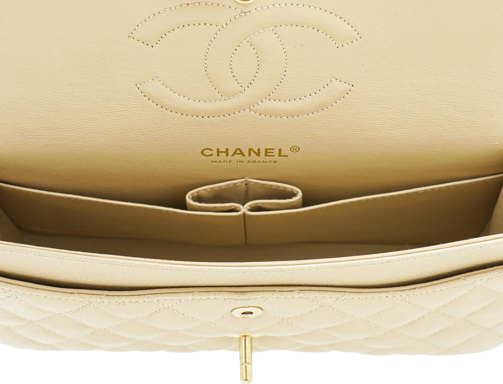 Chanel Beige Classic Double Flap Medium Bag