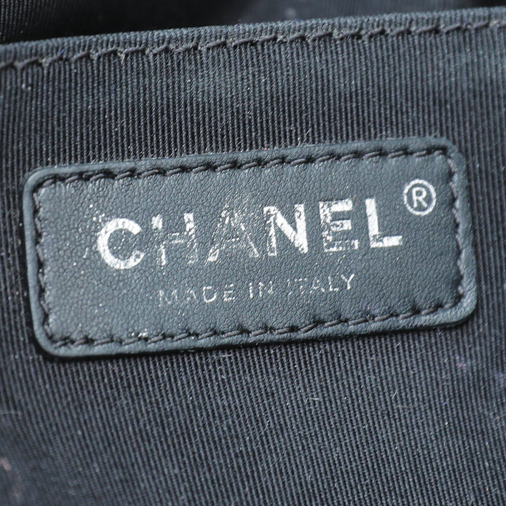 Chanel Grey Blue Le Boy Denim Diamond Medium Bag
