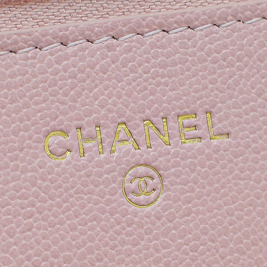 Chanel Pink CC Classic Wallet On Chain