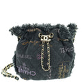 Chanel Black Multicolor CC Denim Quilted Mood Bucket Bag With Chain