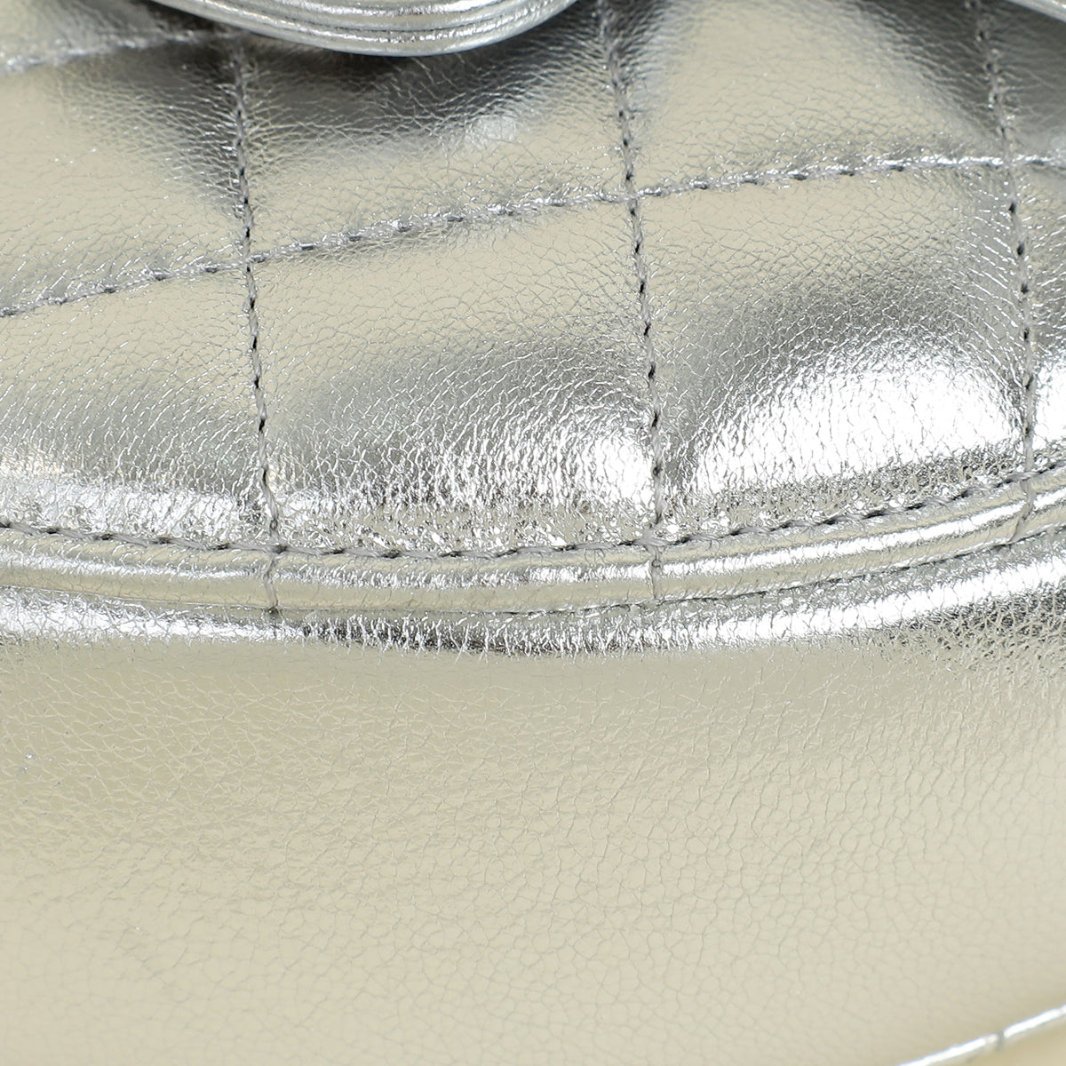 Chanel Metallic Silver CC Heart Clutch With Chain