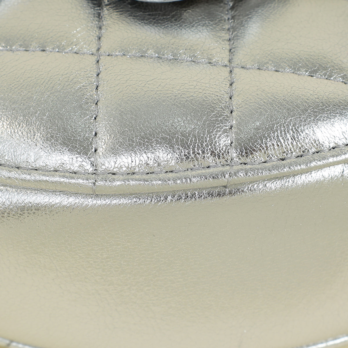 Chanel Metallic Silver CC Heart Clutch With Chain