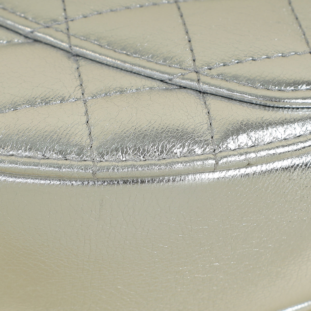 Chanel Metallic Silver CC Heart Clutch With Chain
