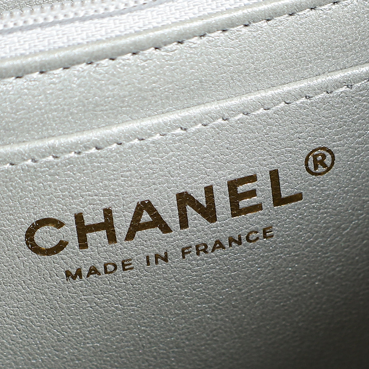 Chanel Metallic Silver CC Classic Mini Square Bag