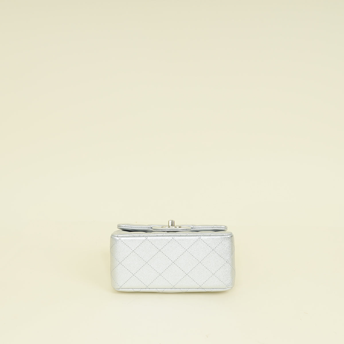 Chanel Metallic Silver CC Classic Mini Square Bag