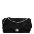 Chanel Black Knit Pluto Glitter Flap Large Bag