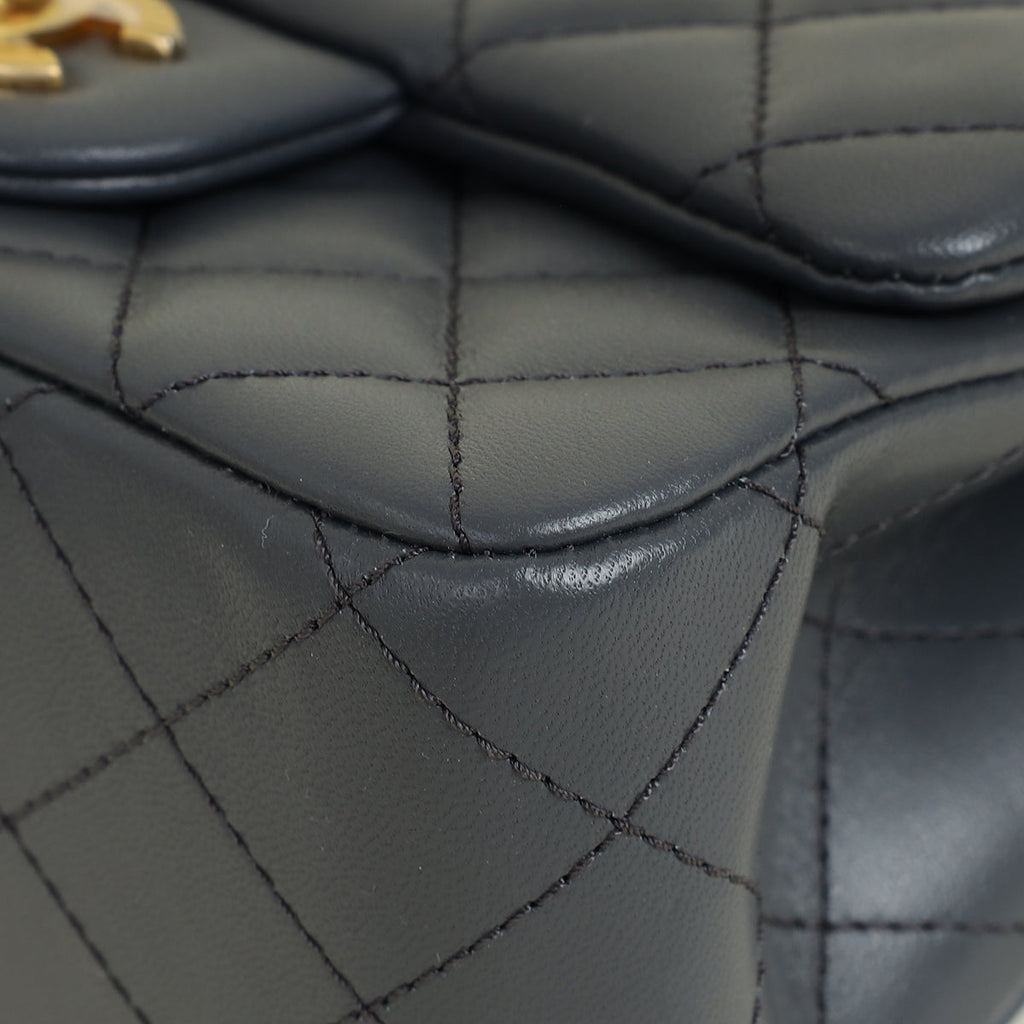 Chanel Dark Grey CC Mini Pearl Crush Flap Bag