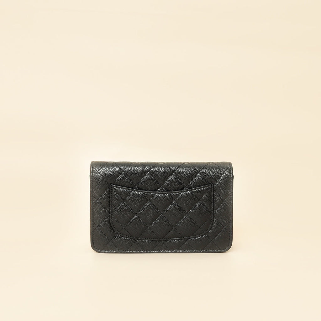Chanel Black CC Classic Wallet On Chain