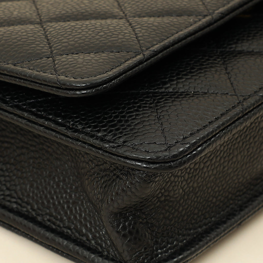 Chanel Black CC Classic Wallet On Chain
