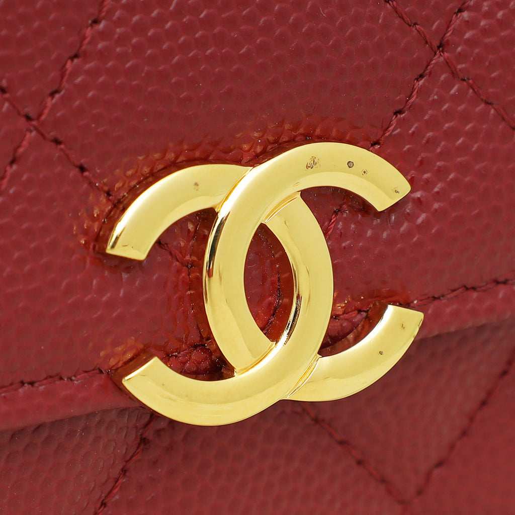 Chanel Burgundy CC Quilted Pocket Twins Clutch With Chain