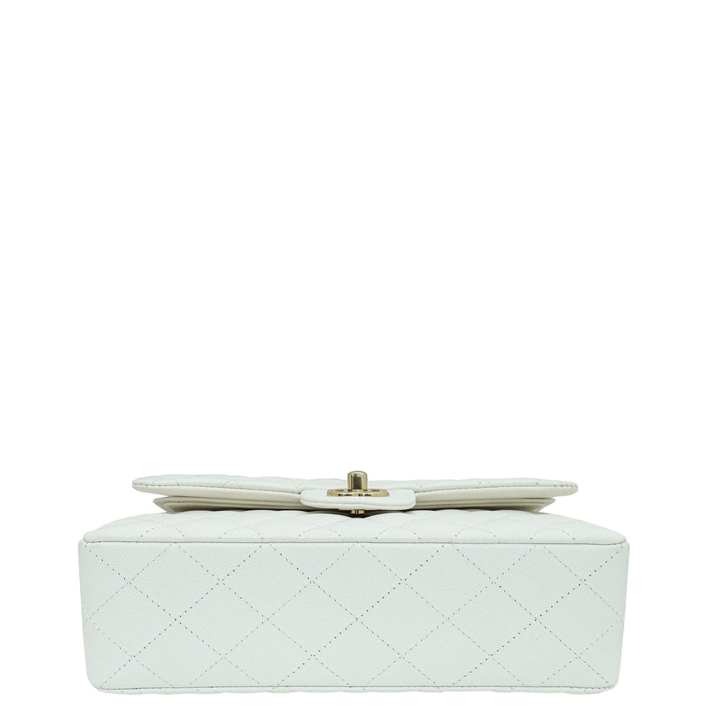 Chanel White CC Classic Double Flap Small Bag