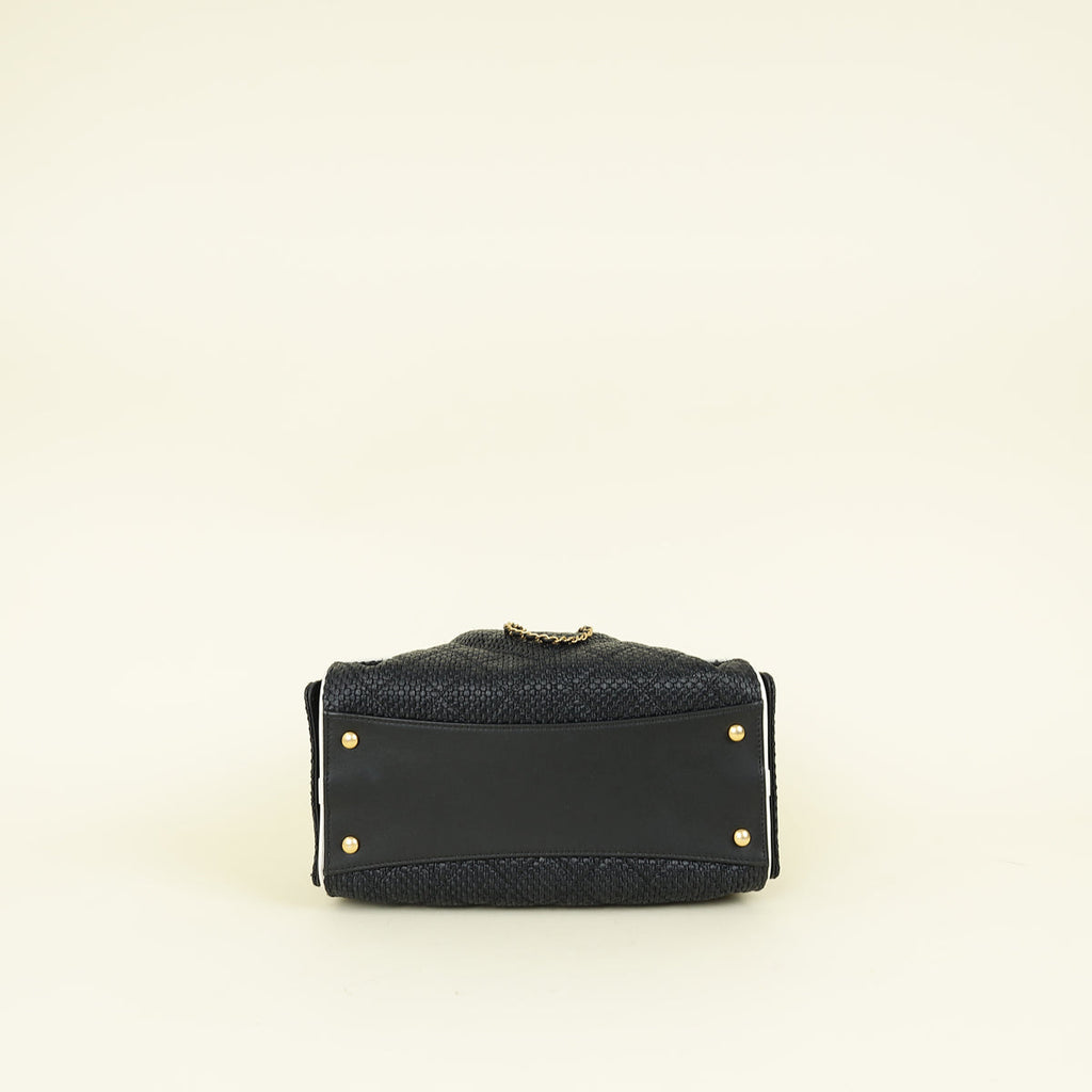 Chanel Black CC 25 Raffia Small Handbag