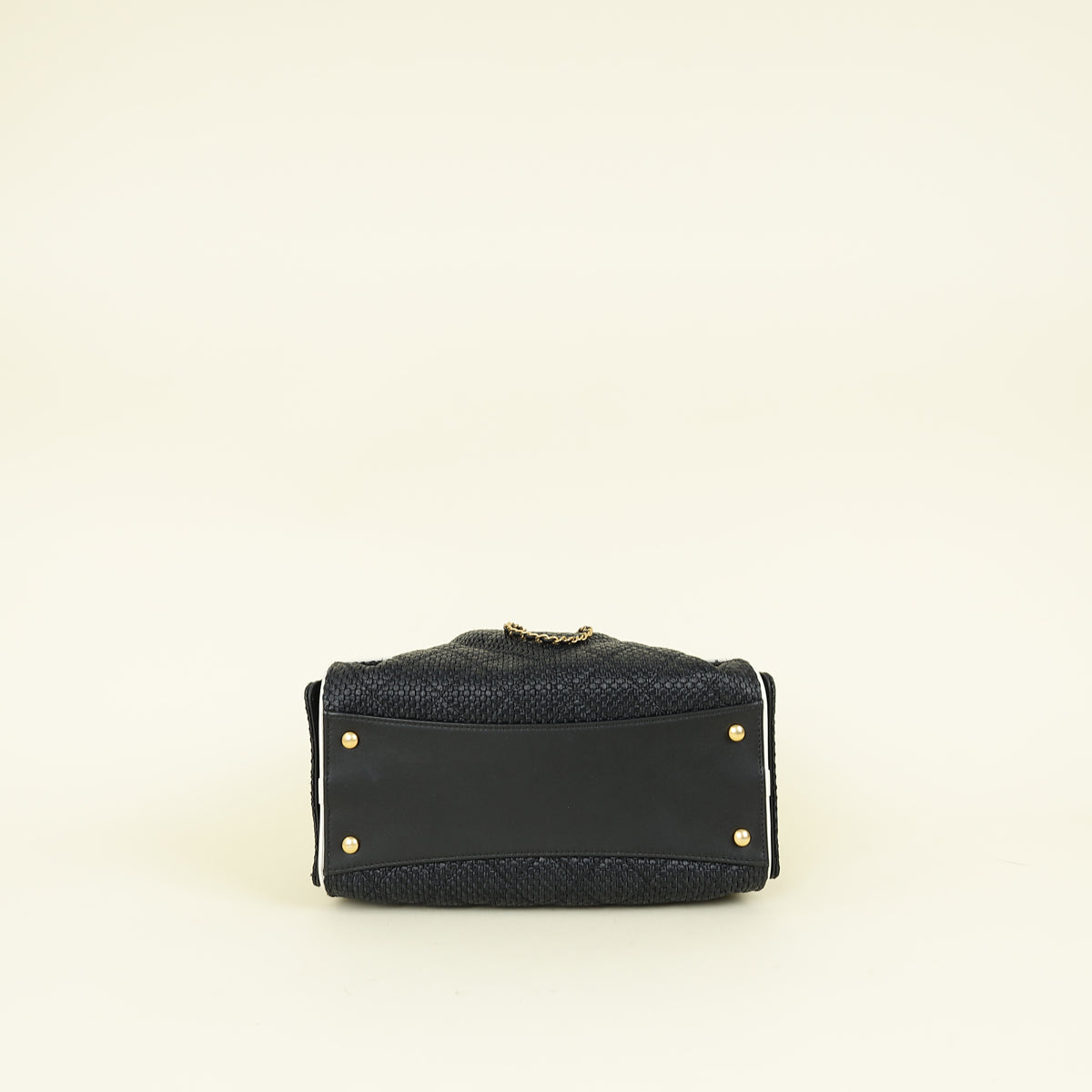 Chanel Black CC 25 Raffia Small Handbag