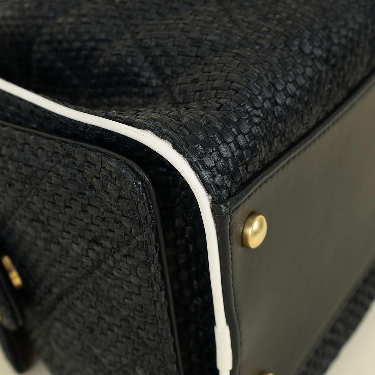 Chanel Black CC 25 Raffia Small Handbag