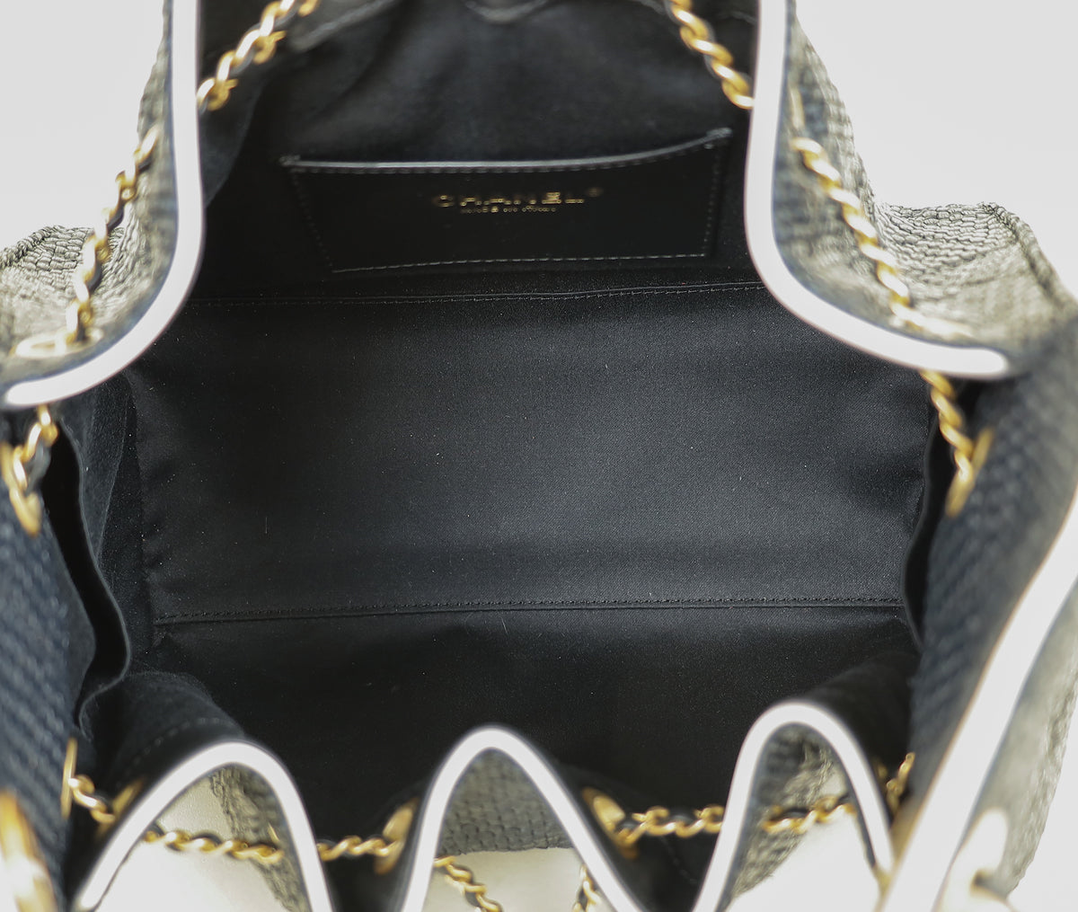 Chanel Black CC 25 Raffia Small Handbag
