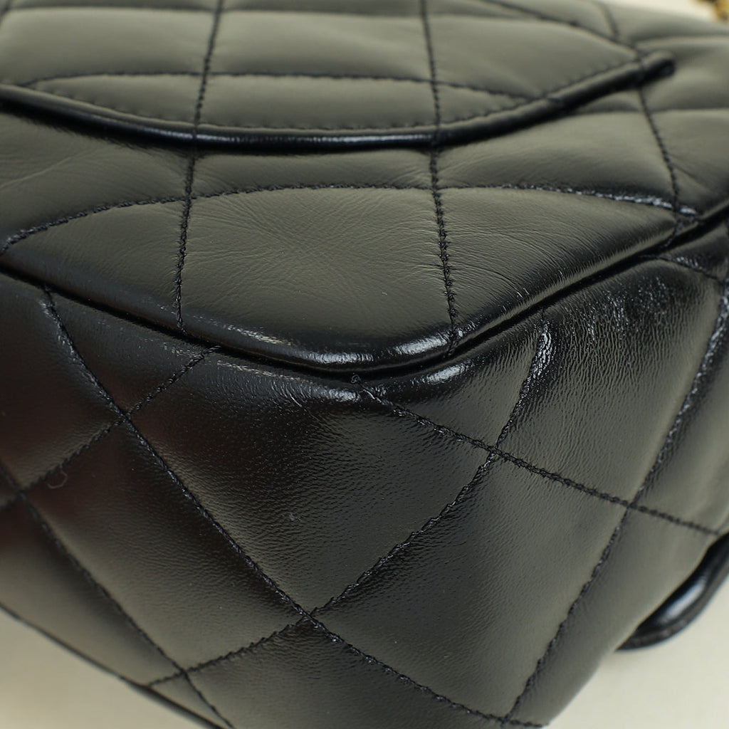 Chanel Black Quilted Top Handle Flap Bag