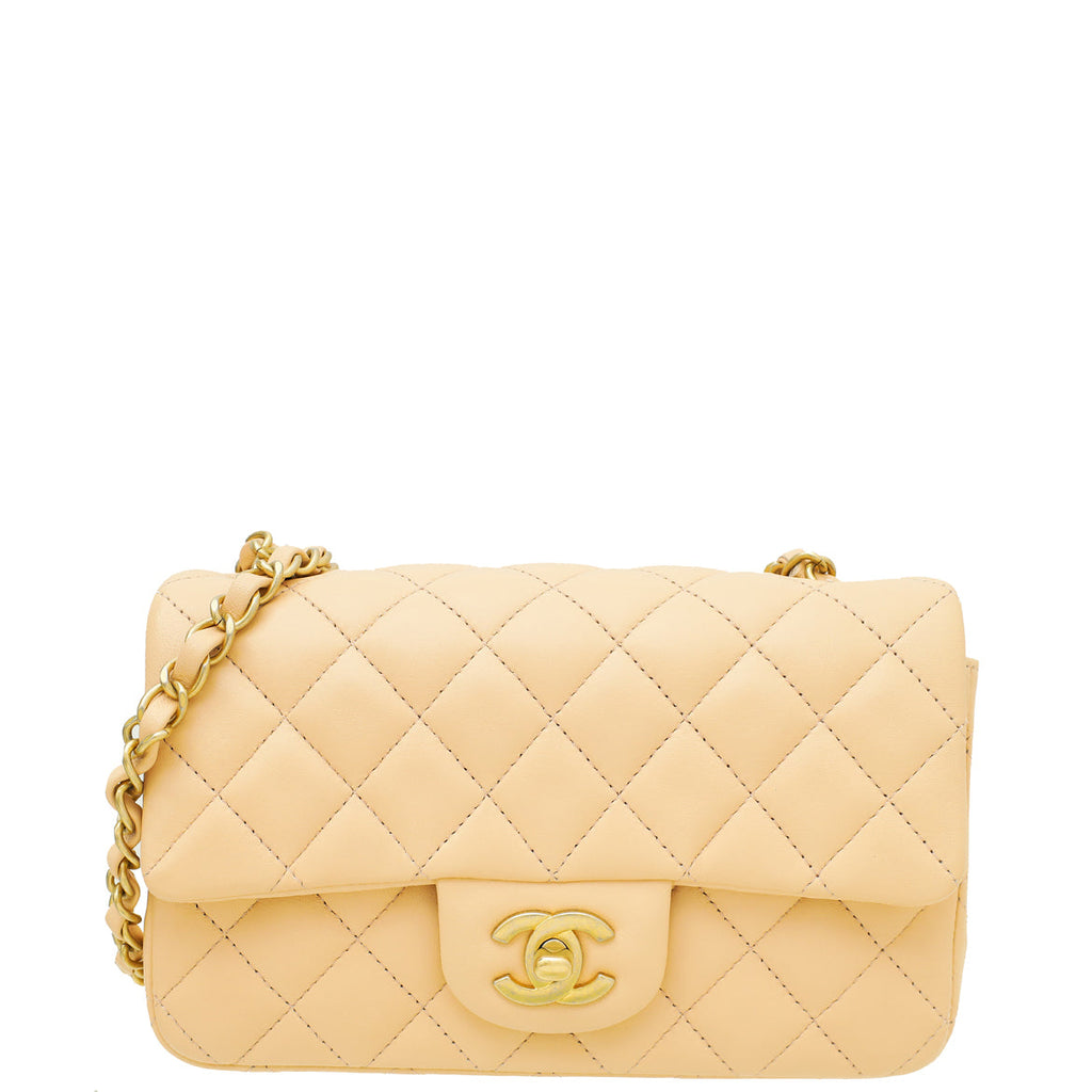 Chanel Peach Beige Classic Mini Rectangular Flap Bag