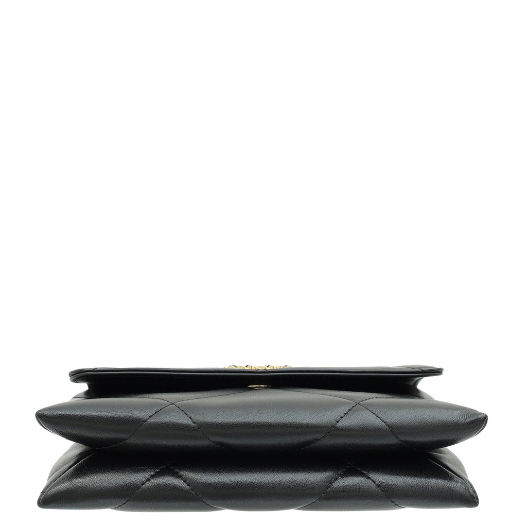 Chanel Black CC 19 Quilted Chain Wristlet Clutch