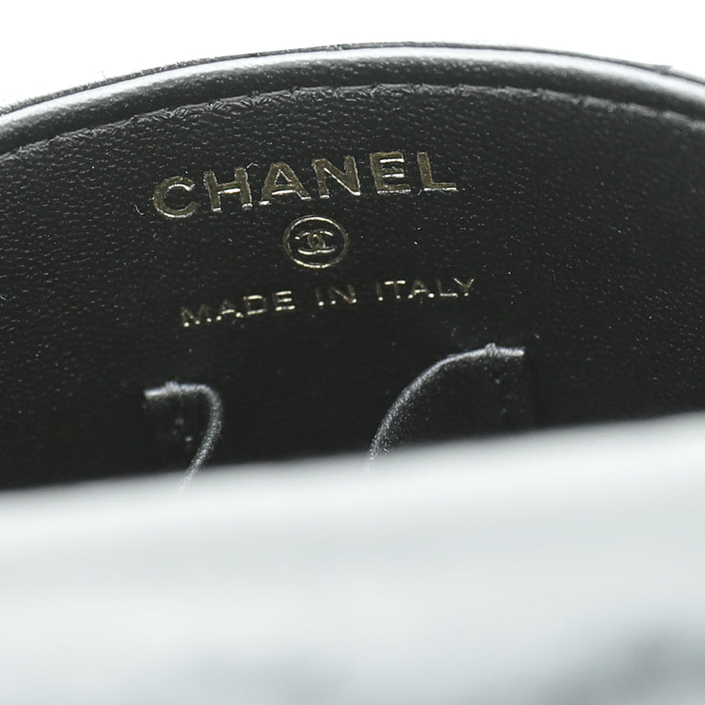 Chanel Black Metallic Round Top Handle Vanity Bag