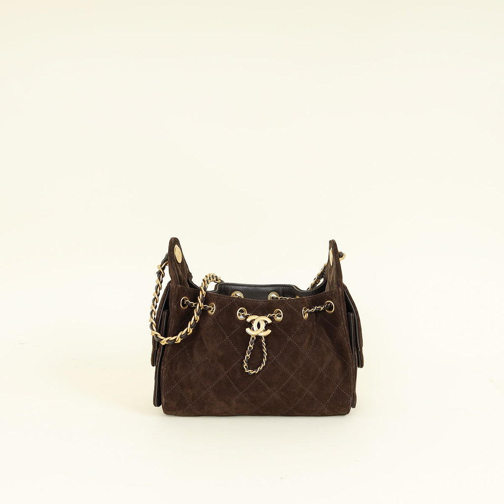 Chanel Dark Brown 25 Mini Suede Handbag