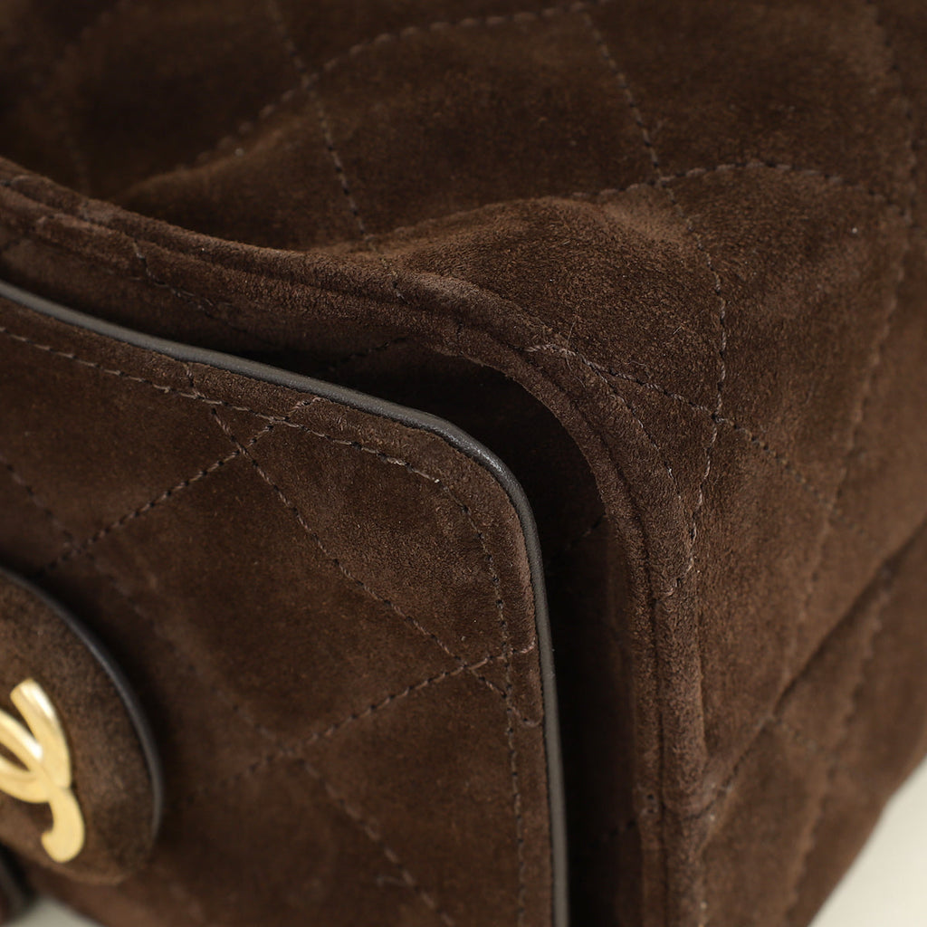 Chanel Dark Brown 25 Mini Suede Handbag